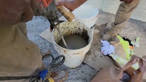 Making An Exterior Concrete Floor Look Like A Mountain Hillside Using Painting Tints and Water