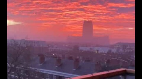 Talvez o pôr do sol mais bonito que ocorreu em Liverpool