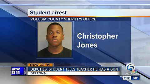 Florida deputies say student told teacher he had gun in bag