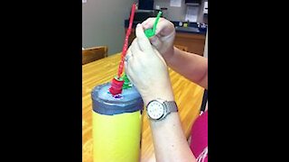 Crazy Straw Ring Stack to Develop Fine-Motor Skills