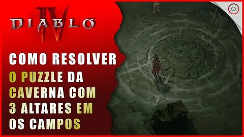 Diablo 4, Como resolver o enigma da caverna com 3 altares de madeira em Os Campos Scosglen