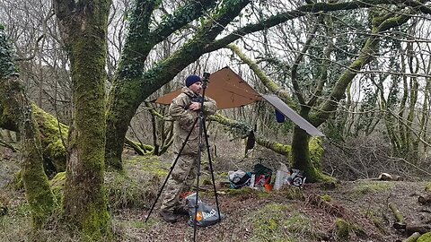 DD hammocks 3x3 tarp. Reddacleave campsite. Dartmoor 26th March 2023