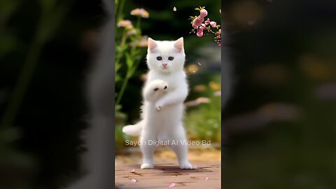 The cat is dancing to the beat of the beautiful song.