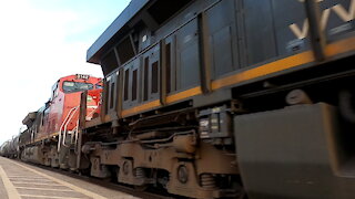 Westbound Manifest Train 301 With CN 3804 & CN 3142 Locomotives In Ontario