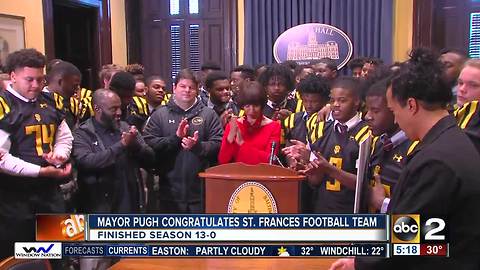 Catherine Pugh honors St. Frances football team