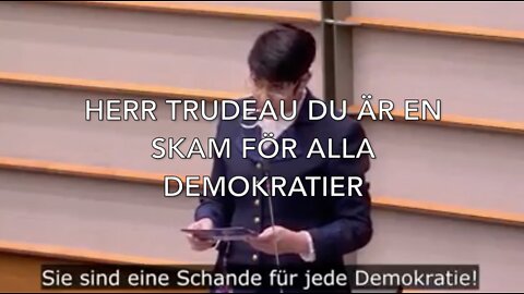 Christine Anderson politiker i EU parlamentet säger att Trudeau är en skam för demokratier