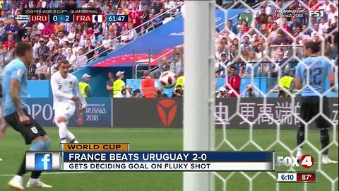 France reaches World Cup semifinals, beats Uruguay 2-0