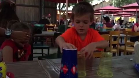 Kid's Adorable Shell Game Fail