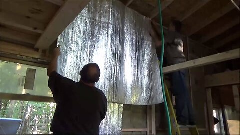 Installing Tiny Home Radiant Barrier Kitchen Walls And An Oak Window Sill S22