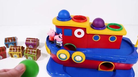 152 3!Peppa Pig Video de aprendizaje del color de los cofres del tesoro para niños pequeños