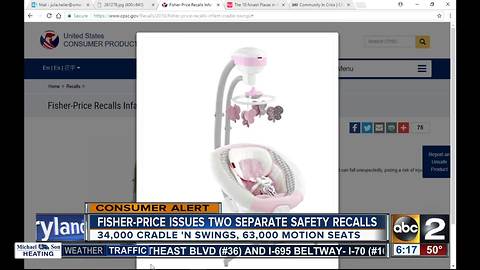 Fisher-Price issues 2 safety recalls