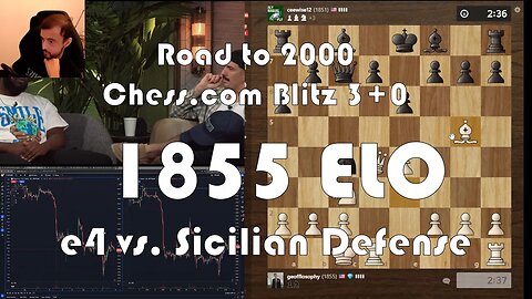 Road to 2000 #286 - 1855 ELO - Chess.com Blitz 3+0 - e4 vs. Sicilian Defense