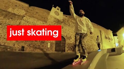 Inline Skating at Night In Portuguese Cobblestone // Ricardo Lino Skating Clips