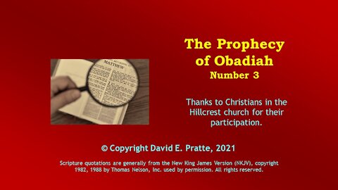 Video Bible Study: Book of Obadiah - 3