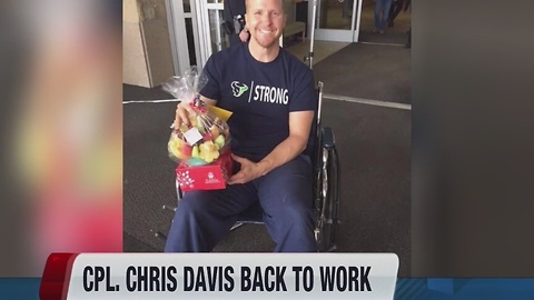 Boise Police Officer Corporal Chris Davis returns to work