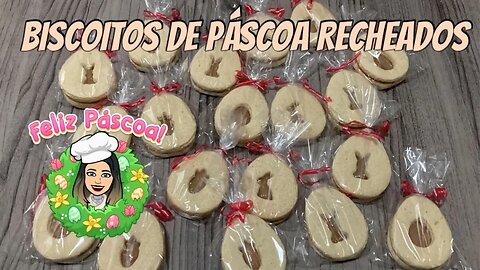 Biscoitos de Páscoa Recheados com doce de Leite - Biscoitos deliciosos que desmancham na boca