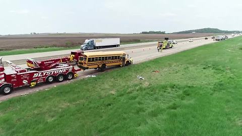 DRONE VIDEO: School bus accident in Columbia County