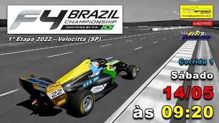 FÓRMULA 4 BRAZILIAN CHAMPIONSHIP | Corrida 1 | 1ª Etapa 2022 - Velocitta (SP) | Ao Vivo