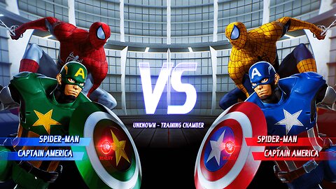 Spider-man & Captain America vs Yellow Spider-man & Blue Cap(Hardest AI)Marvel vs Capcom :Infinite