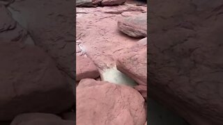 Hiking through red rock cliffs