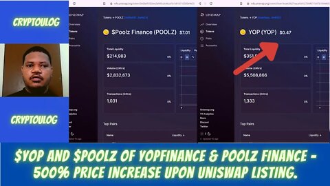 $YOP And $POOLZ Of YopFinance & Poolz Finance - 500% Price Increase Upon Uniswap Listing.