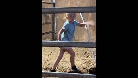 The foreign girl is cleaning the cowshed and angrily leaves without finishing