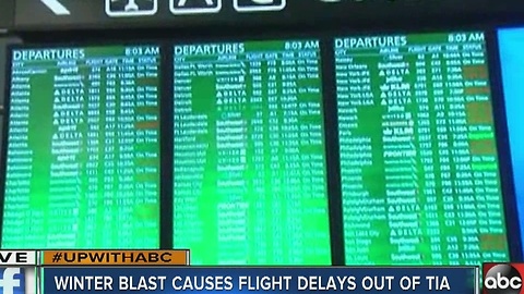 Winter blast up North causes flight delays at TIA