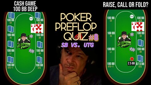 POKER PREFLOP QUIZ SB VS. UTG #8 RAISE, CALL OR FOLD?