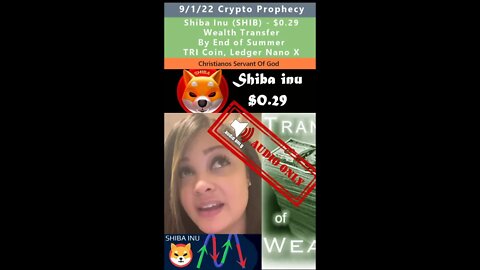 $0.29 Shiba Inu, $0.88 Doge, Wealth Transfer prophecy - Christianos Servant Of God 9/1/22