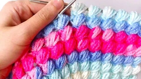 🧶How to knit puffs stitch full video tutorial in description