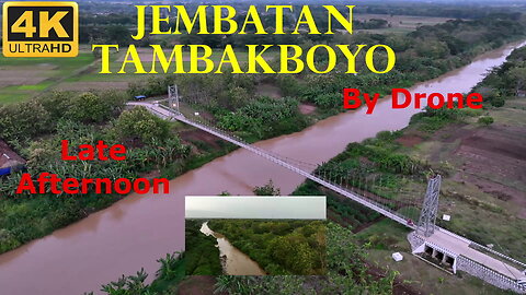 Hanging bridge over the Bengawan Solo River with Mavic 3 drone - Jembatan Tambakboyo - Indonesia