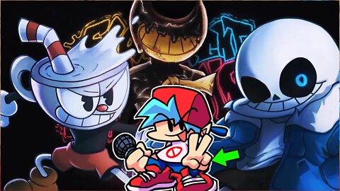 FRIDAY NIGHT FUNKIN ACABOU com os JOGOS INDIES | Cuphead, Bendy, Undertale #shorts