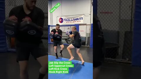 Muay Thai Combo Jab Slip the Cross Left Uppercut Cross Left Kick Cross Hook Right Kick