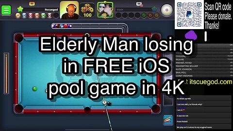 Elderly Man losing in FREE iOS pool game in 4K 🎱🎱🎱 8 Ball Pool 🎱🎱🎱