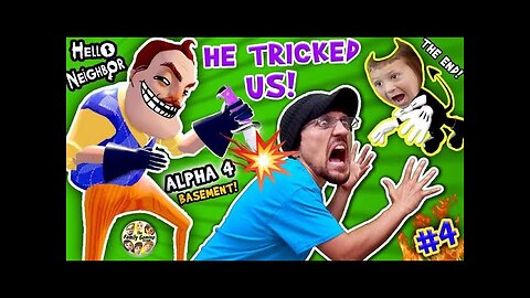 HELLO NEIGHBOR = BACK STABBER! Alpha 4 Basement Trolls Trick! FGTEEV Pt 4 The End Finale + Bendy Ink