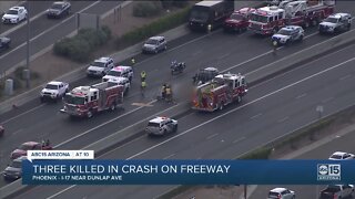 Three people killed after crash on I-17 near Dunlap