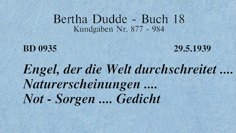 BD 0935 - ENGEL, DER DIE WELT DURCHSCHREITET .... NATURERSCHEINUNGEN .... NOT - SORGEN .... GEDICHT