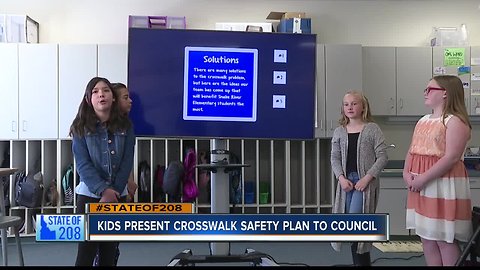 5th grade Snake River Elementary School children propose crosswalk to Nampa City Council