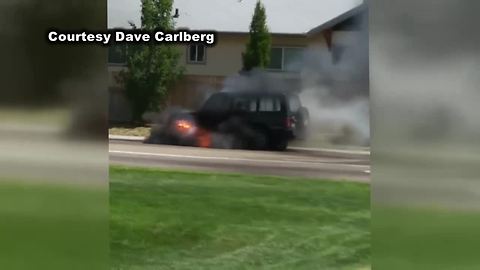 VIDEO: Car bursts into flames in Nampa, driver safe