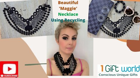 Making a Unique, Black and White Necklace using Recycled Materials