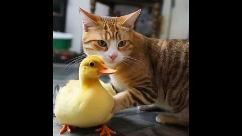 Cute cat with Ducks. Cuteness and fun overload🤩