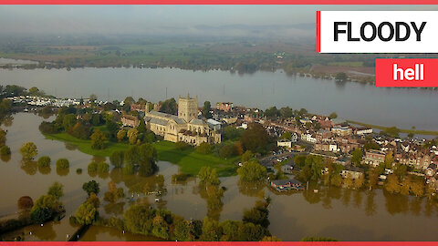 An entire town has been almost completely cut off by flood water