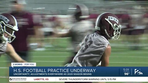 High School football practice underway