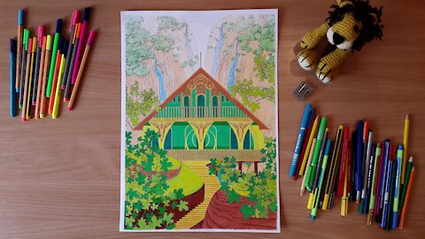 RIVENDELL HOME (page 2) Adult coloring book design project with LOTR motifs