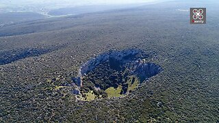 Drone footage captures large earthly crater in Greece