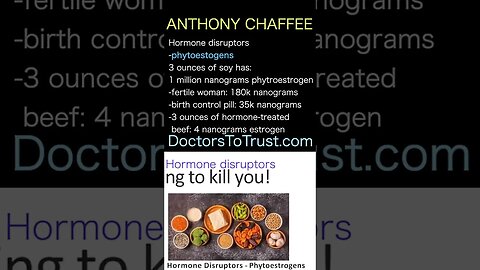 DR ANTHONY CHAFFEE 3 ounces of soy has:1 million nanograms phytroestrogen...DO NOT EAT