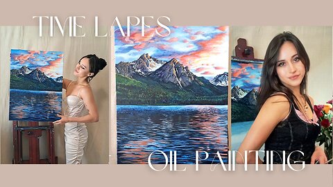 Mountain and Lake Oil painting - Time Lapse Painting