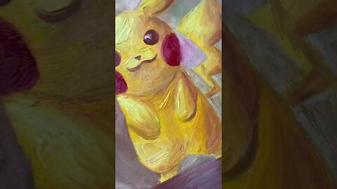 Pikachu Portrait Painting #oilpainting #artwork #coloring #saynotoaiart #pokemon