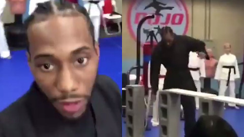 Kawhi Leonard Chops Wooden Boards in Karate Class...WTF LOL