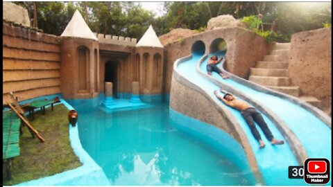 My summer holiday 155 days building 1M dollars water slide park into underground swimming pool